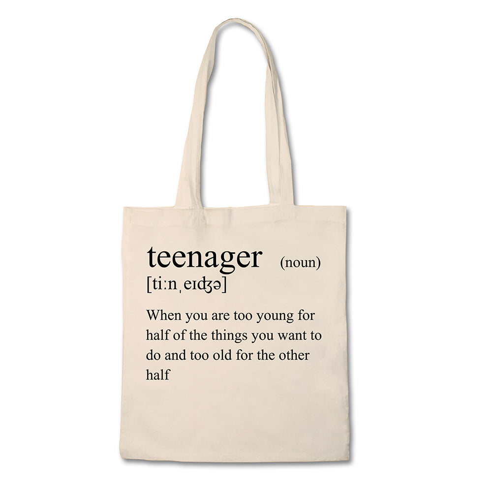 Funny Tote Bag Definition of Teenager 100% Cotton Canvas Bag
