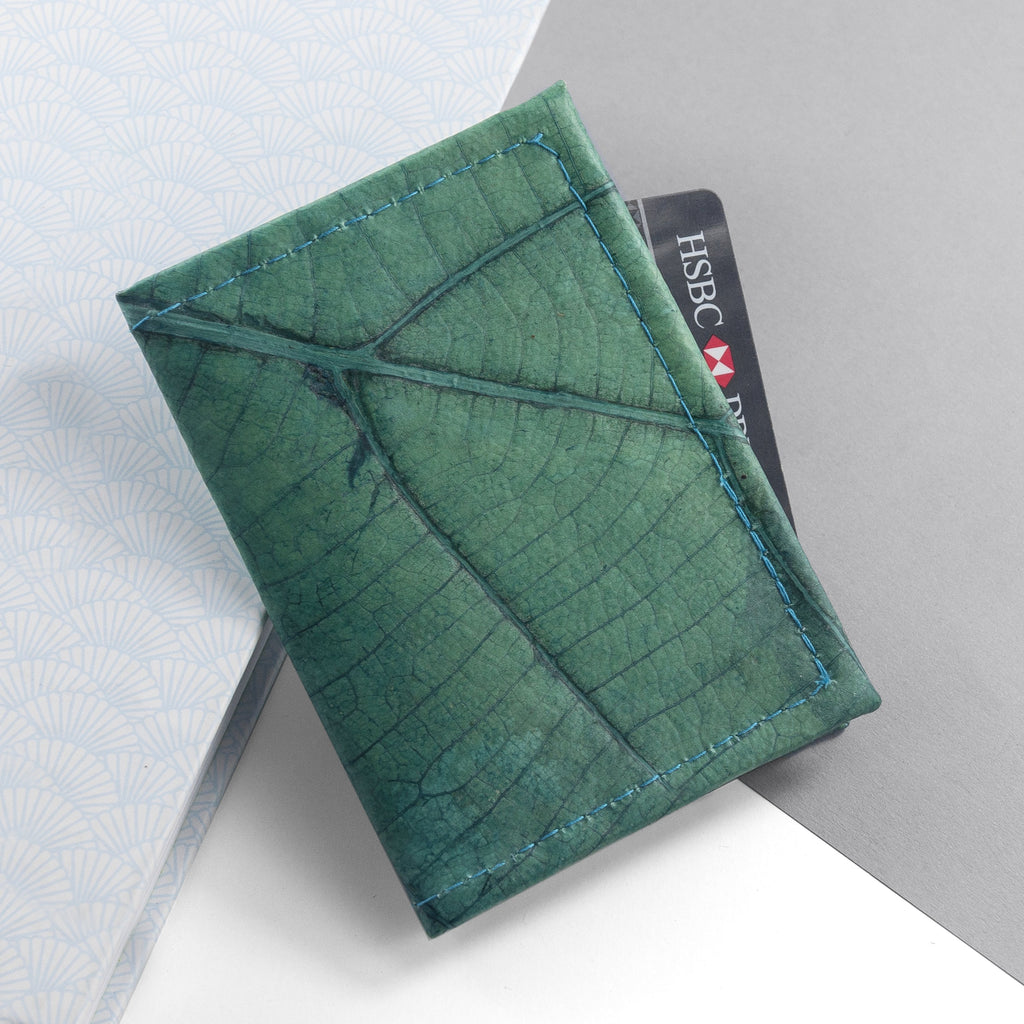 Bifold Cardholder in Leaf Leather - Teal