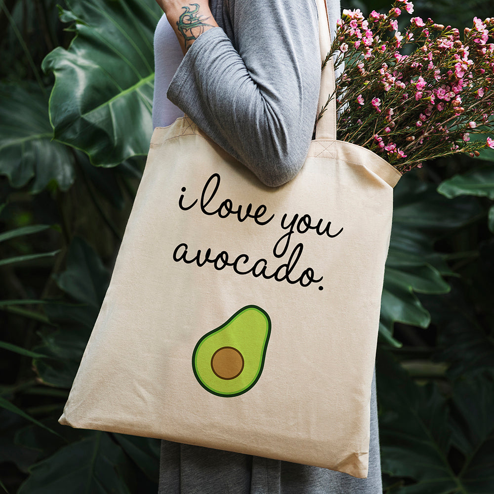 Funny Tote Bag - I Love You Avocado - 100% Cotton Canvas Bag