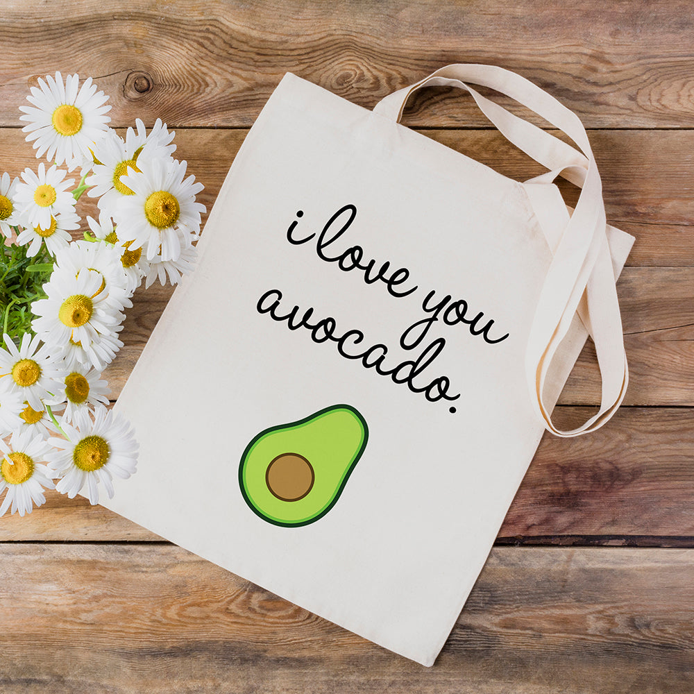 Funny Tote Bag - I Love You Avocado - 100% Cotton Canvas Bag