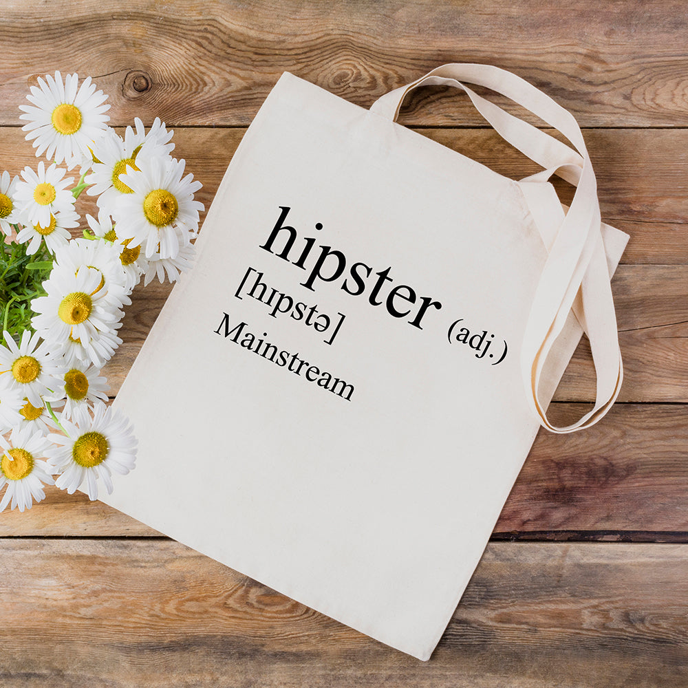 Funny Tote Bag - Definition of Hipster - 100% Cotton Canvas Bag