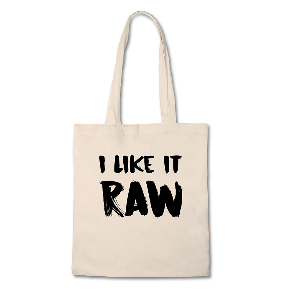 Funny Tote Bag - I Like It Raw - 100% Cotton Canvas Bag