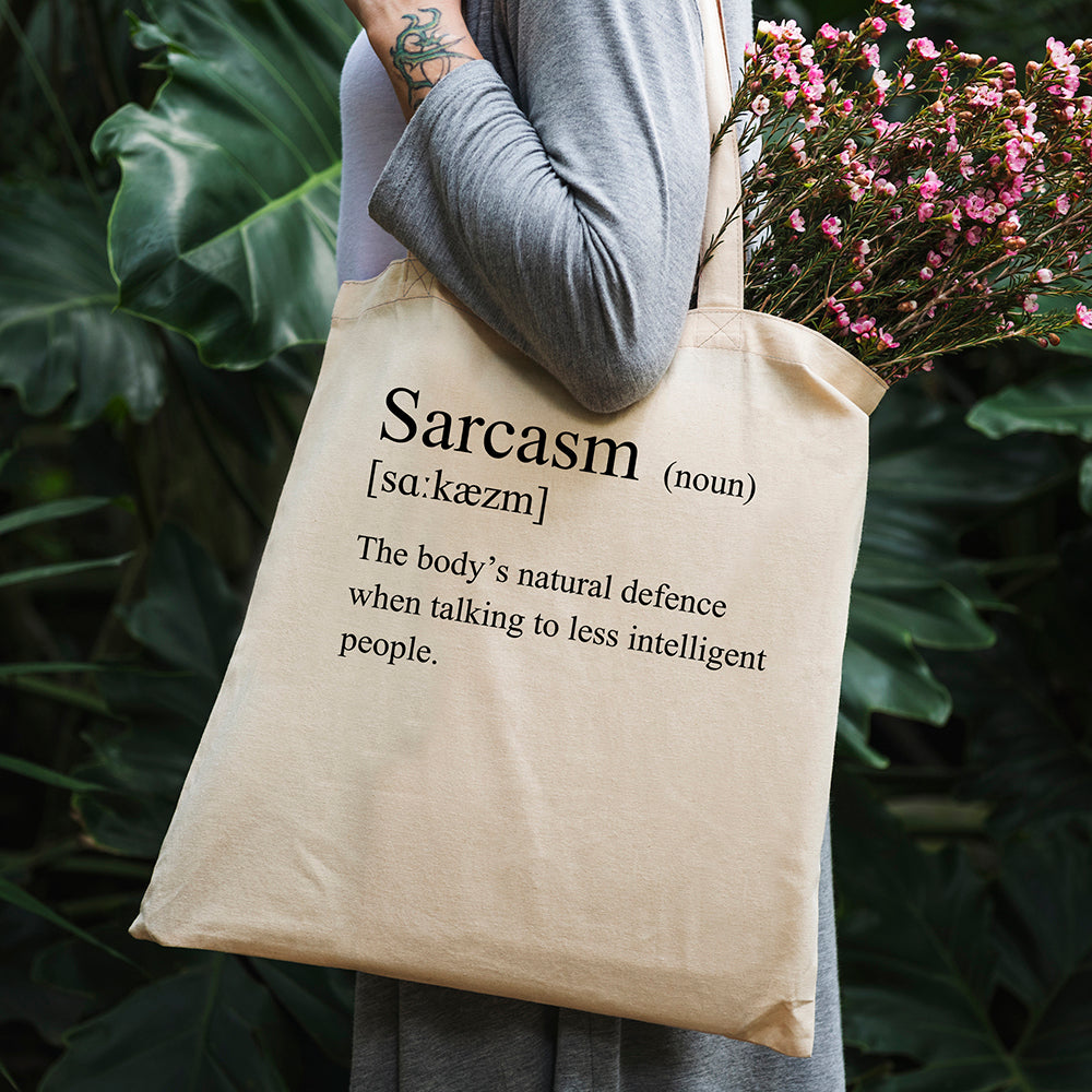 Funny Tote Bag - Definition of Sarcasm - 100% Cotton Canvas Bag