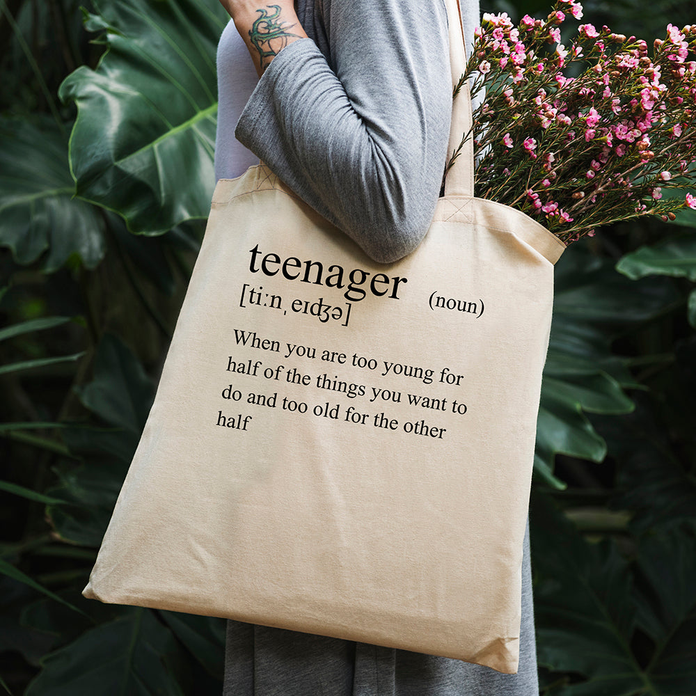 Funny Tote Bag - Definition of Teenager - 100% Cotton Canvas Bag
