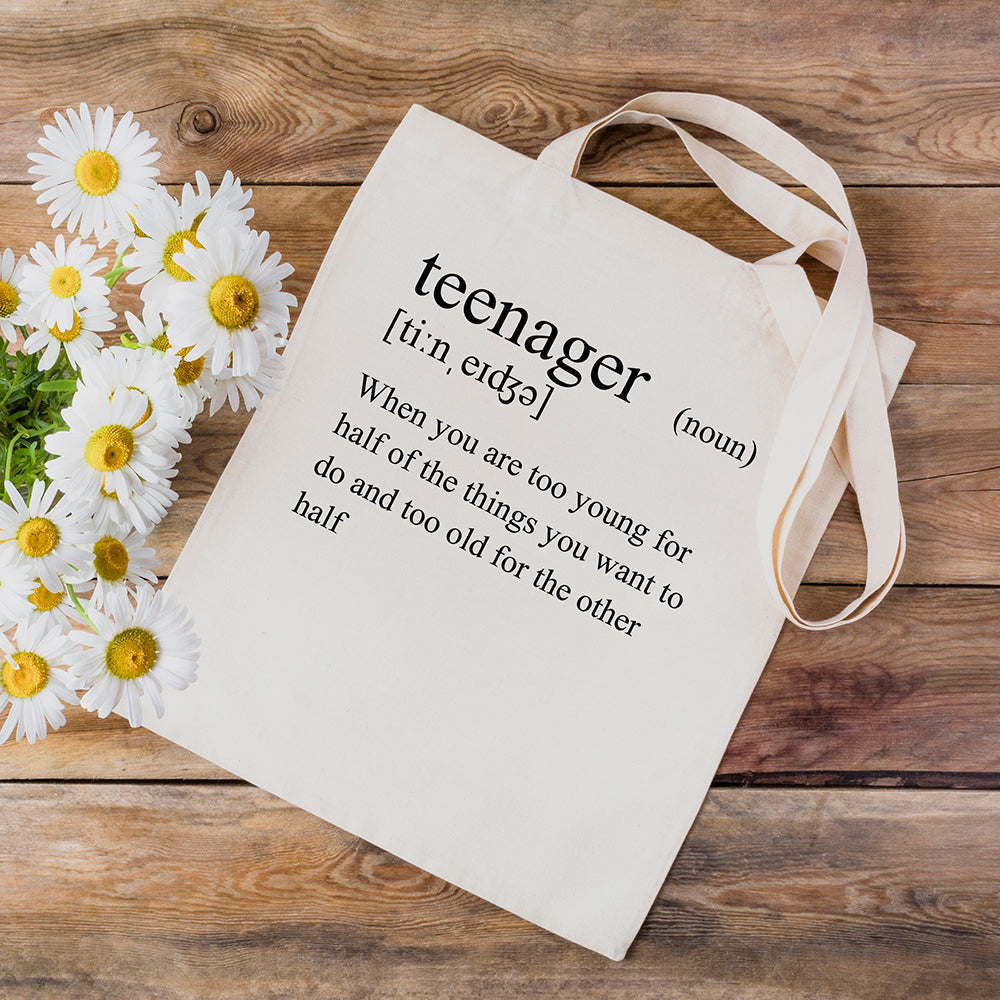 Funny Tote Bag - Definition of Teenager - 100% Cotton Canvas Bag