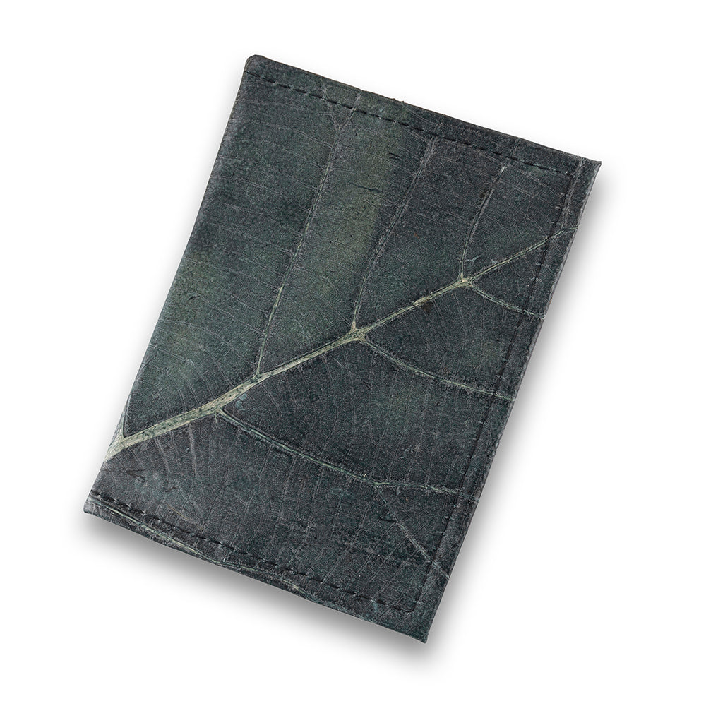 Passport Cover in Leaf Leather - Pebble Black