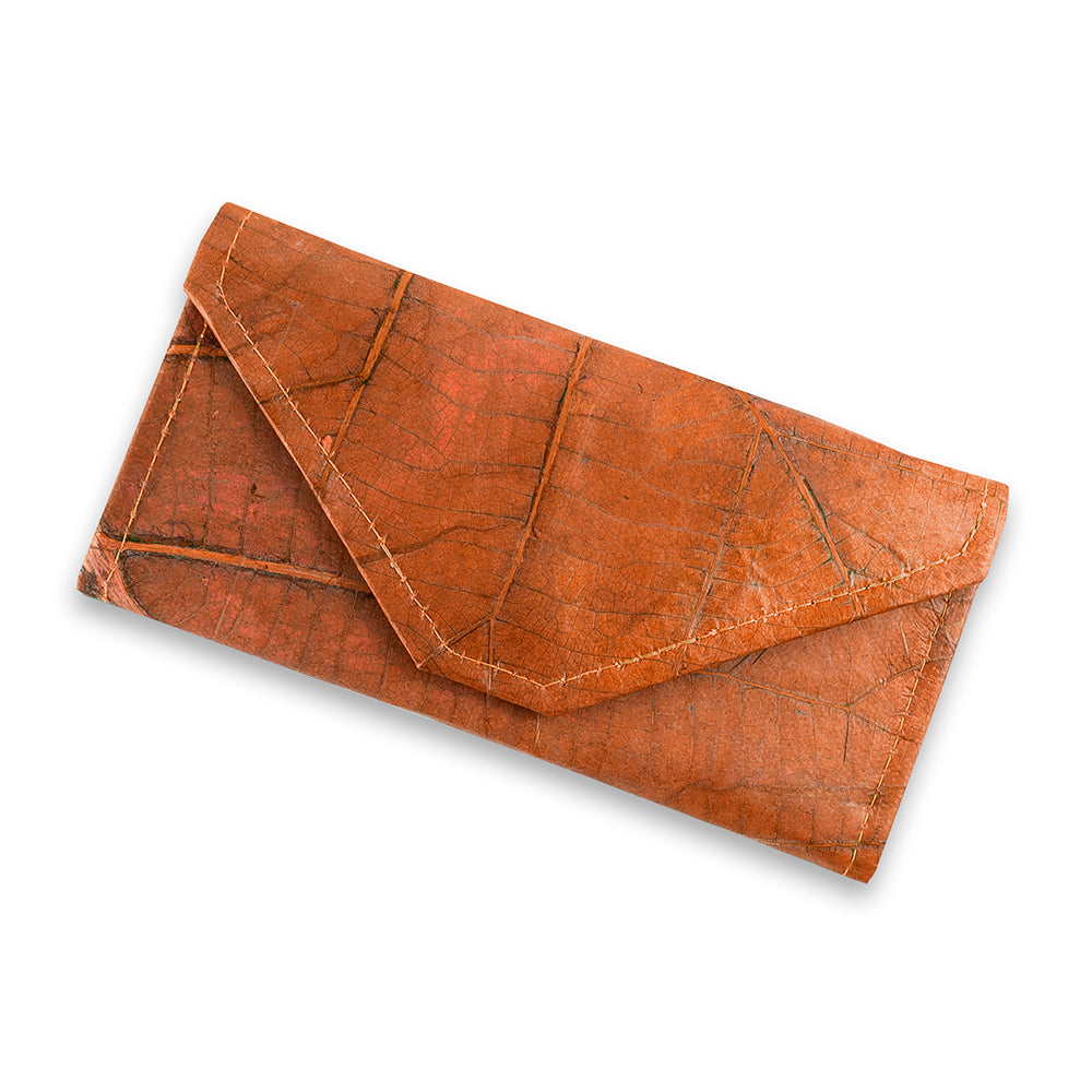 Ladies Continental Wallet in Leaf Leather - Cinnamon Orange