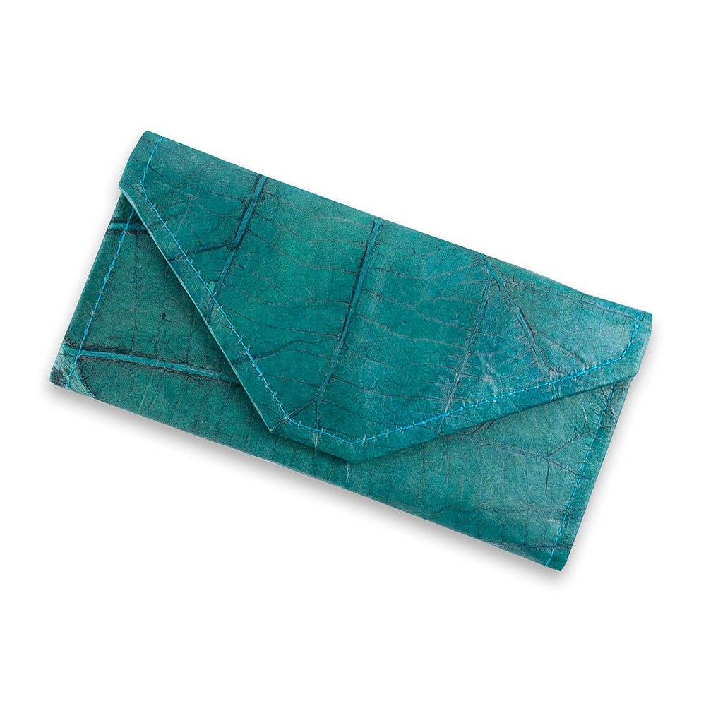Ladies Continental Wallet in Leaf Leather - Teal