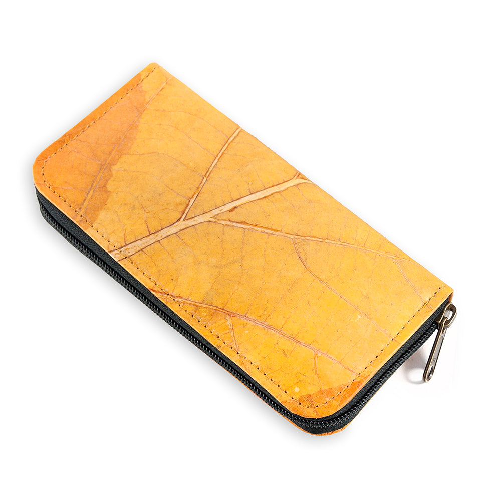 Ladies Zip Over Wallet in Leaf Leather - Tuscan Yellow