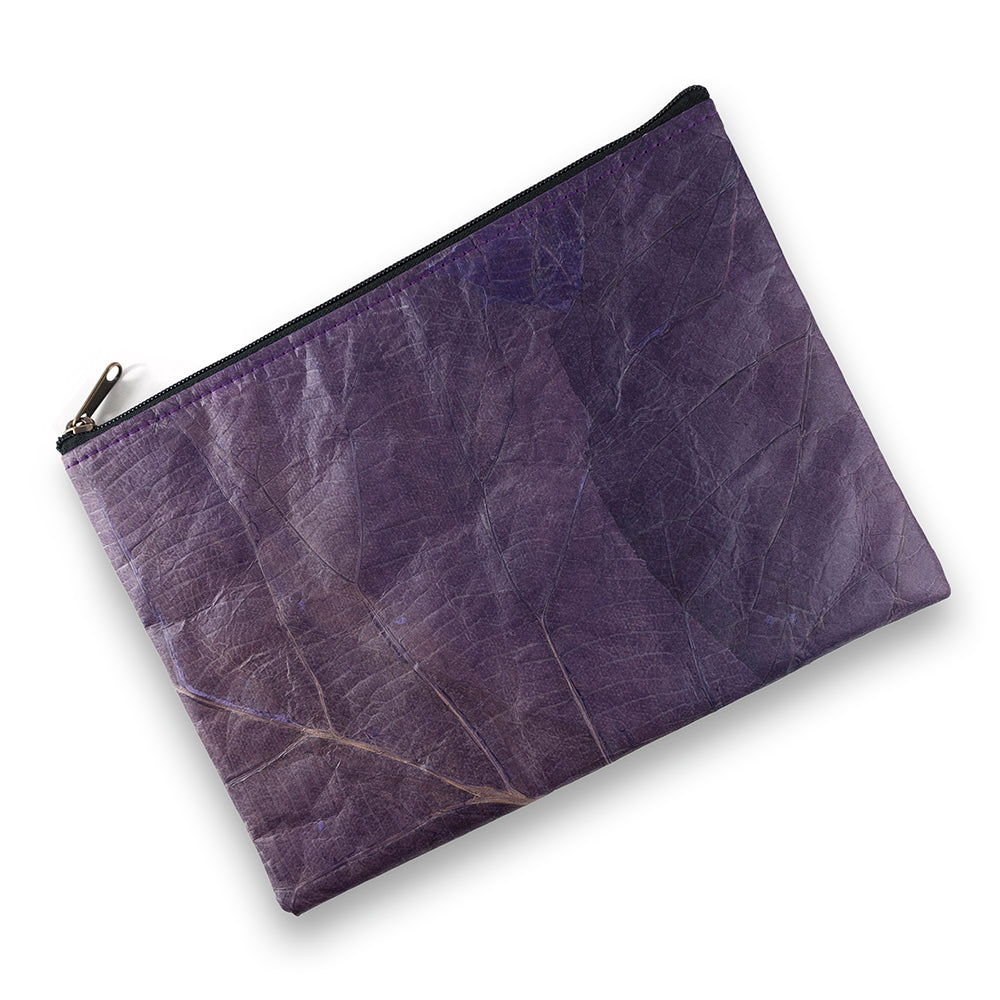 Clutch Bag in Leaf Leather - Dark Lavender