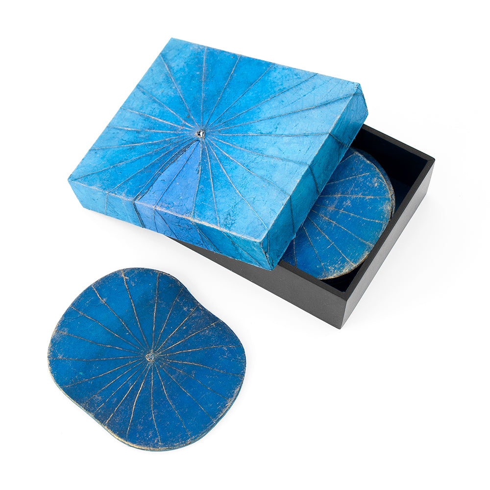 Blue Lotus Leaf Coasters - Set of Six