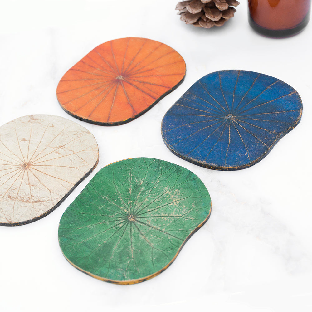 Natural Lotus Leaf Coasters - Set of Six