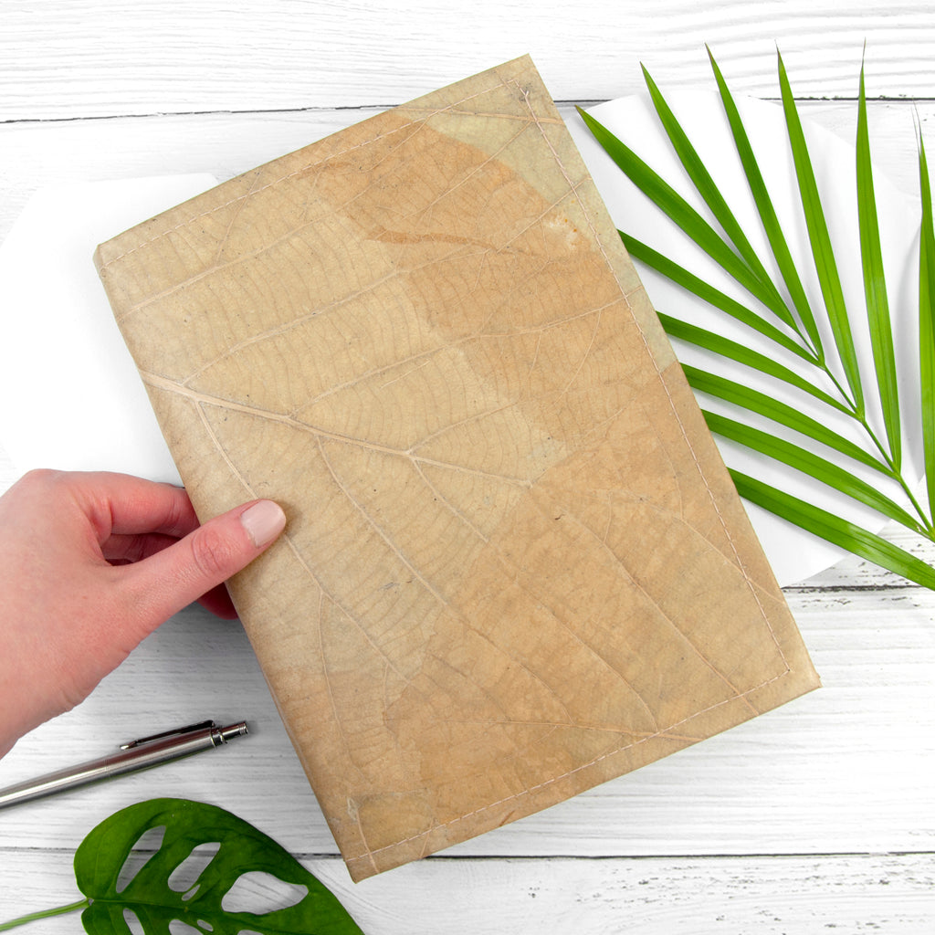 A5 Refillable Leaf Leather Journal - Natural