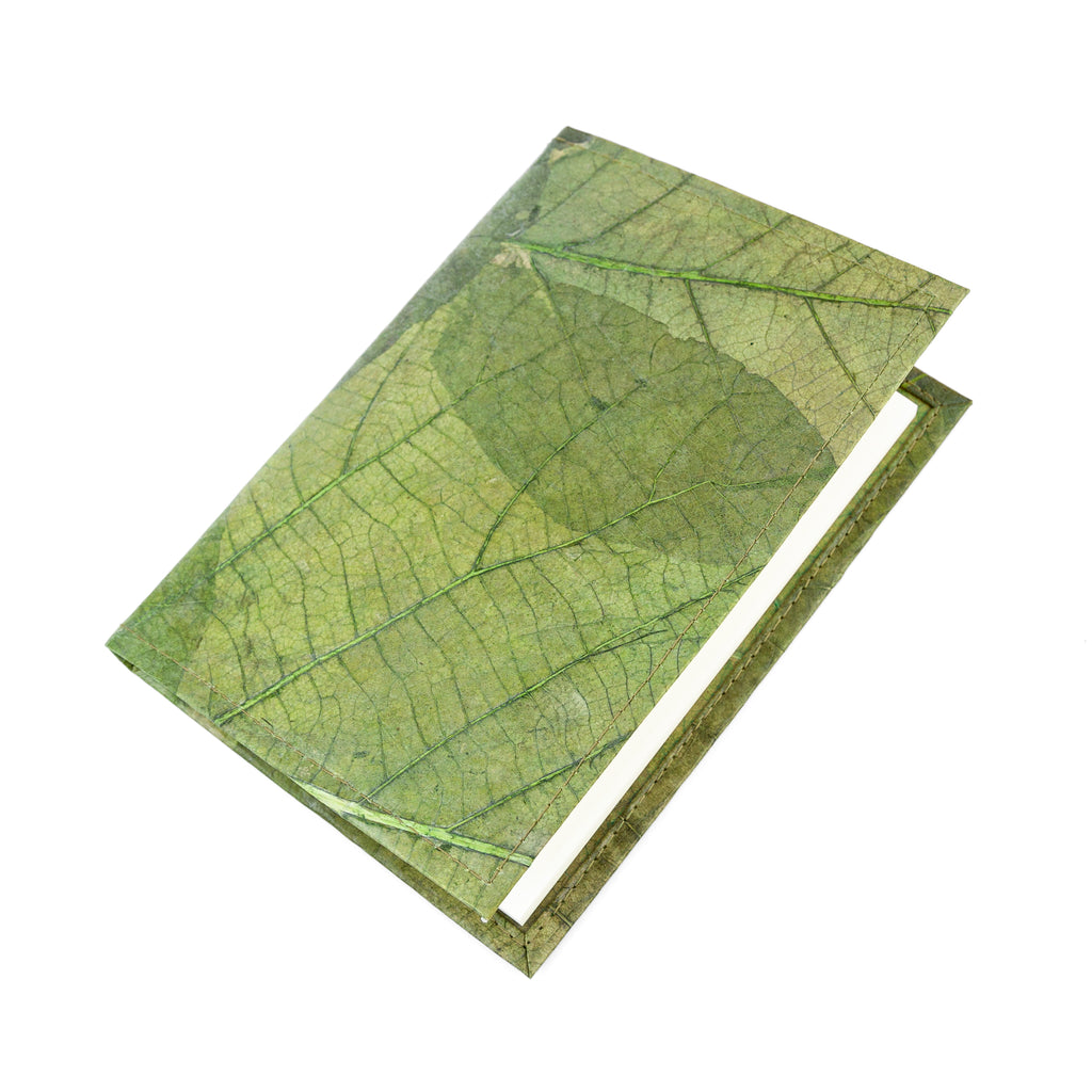 A5 Refillable Leaf Leather Journal - Leaf Green