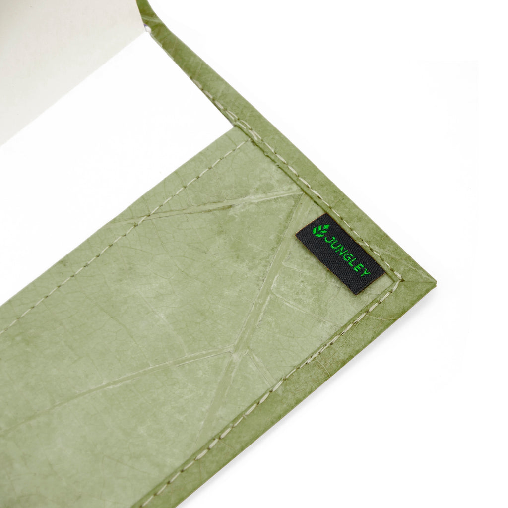 A5 Refillable Leaf Leather Journal - Leaf Green
