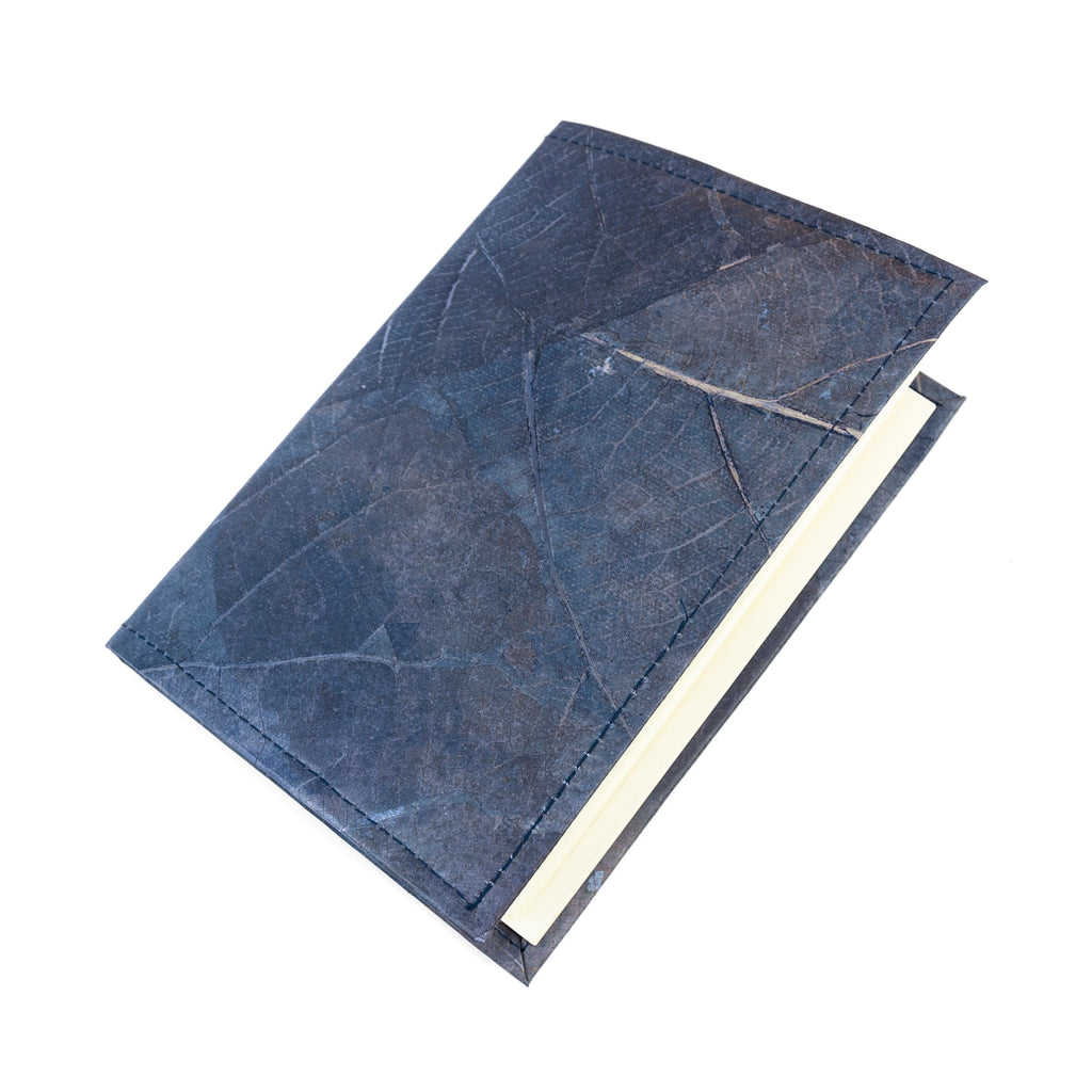 A5 Refillable Leaf Leather Journal - Midnight Blue