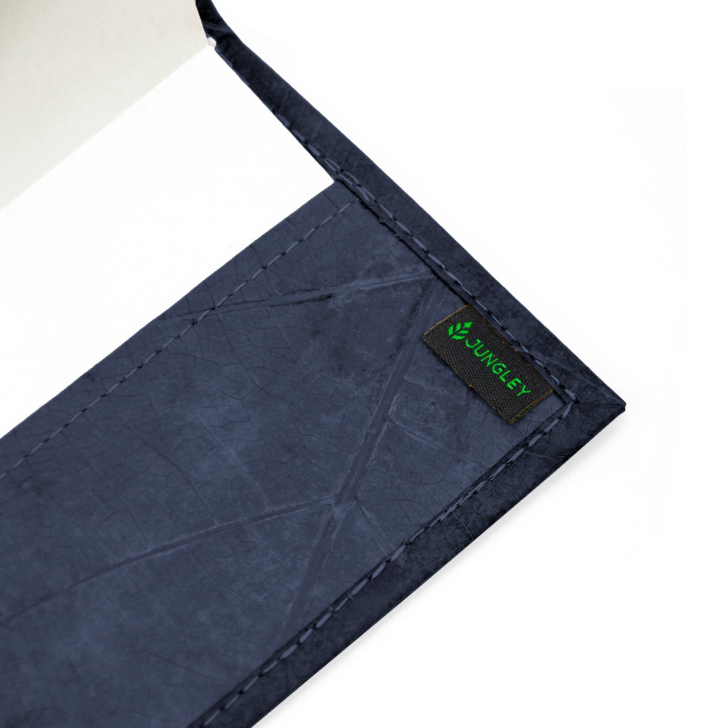 A5 Refillable Leaf Leather Journal - Midnight Blue
