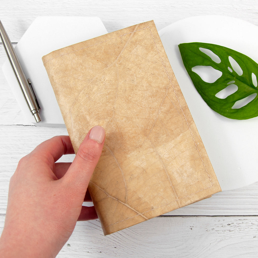 A6 Refillable Leaf Leather Journal - Natural
