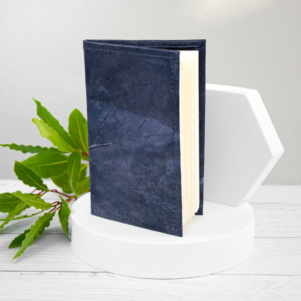 A6 Refillable Leaf Leather Journal - Midnight Blue