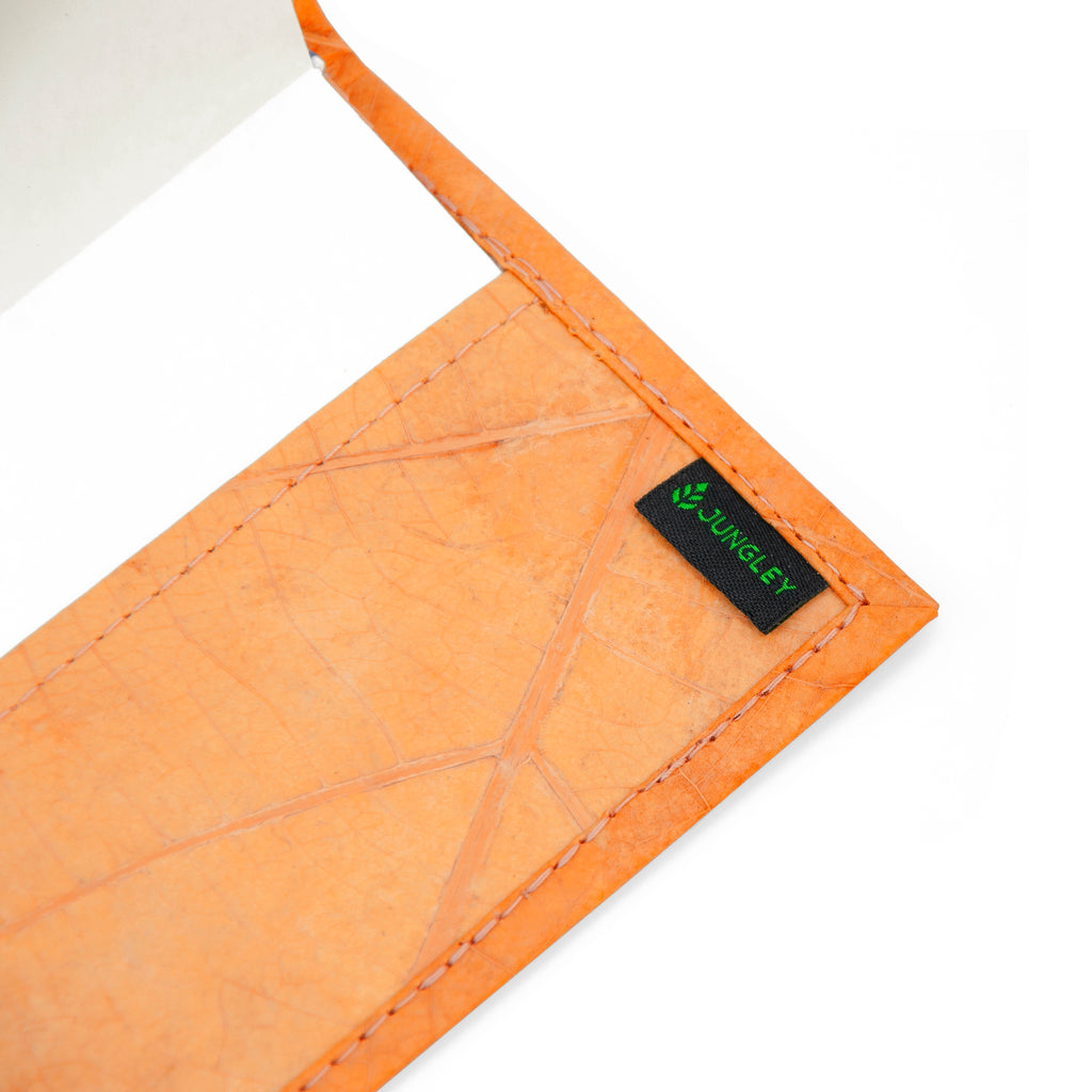 A6 Refillable Leaf Leather Journal - Cinnamon Orange