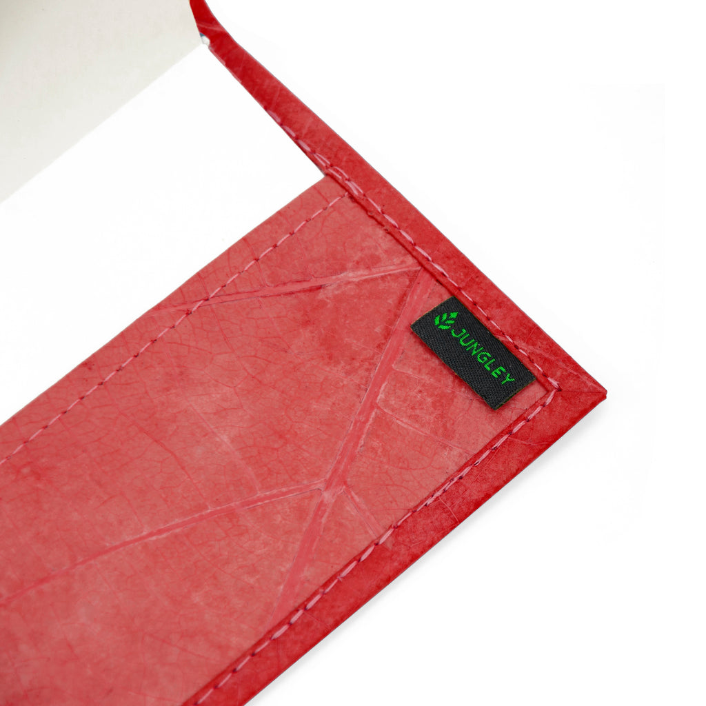 A6 Refillable Leaf Leather Journal - Berry Red