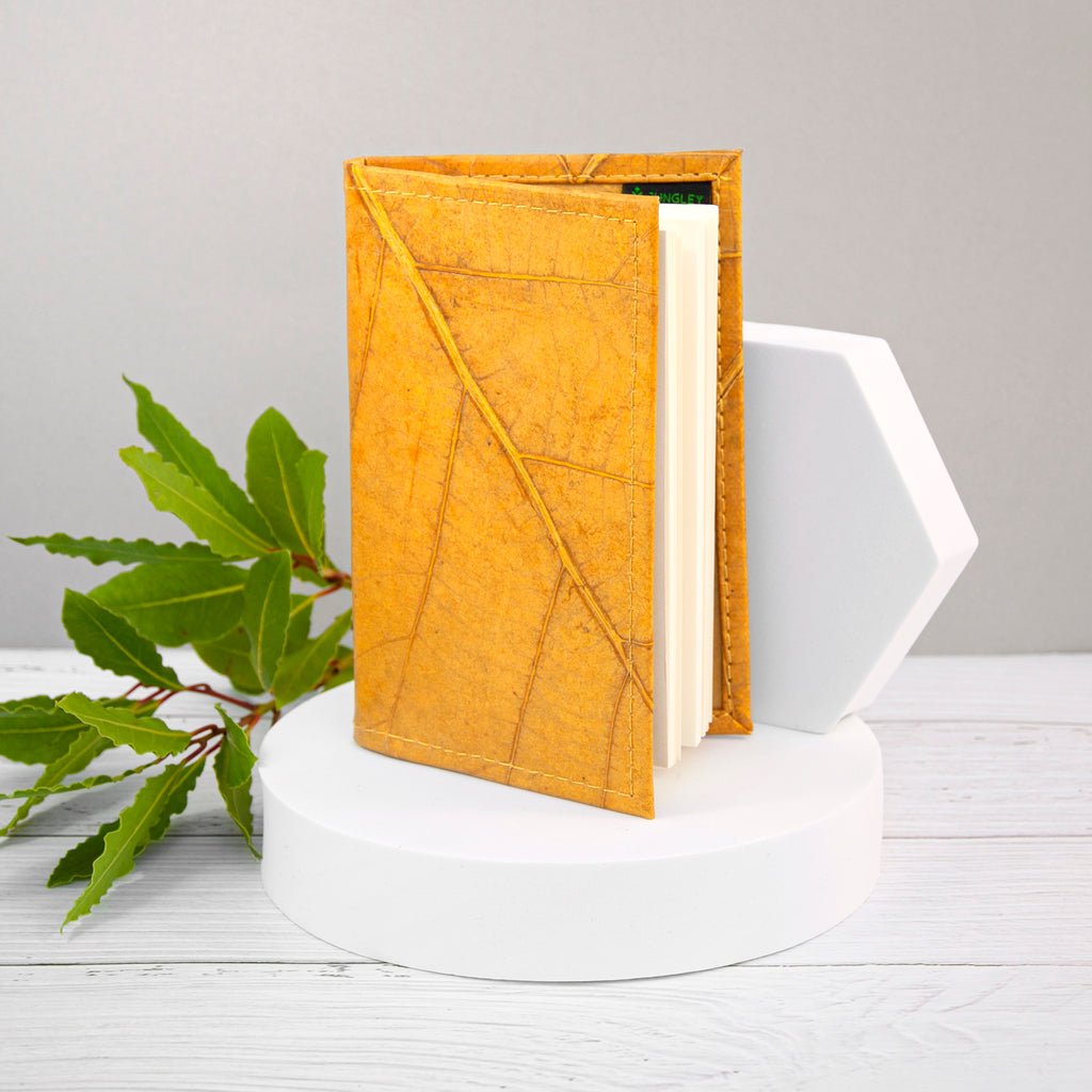A6 Refillable Leaf Leather Journal - Tuscan Yellow