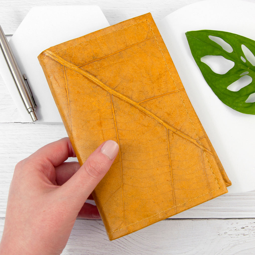 A6 Refillable Leaf Leather Journal - Tuscan Yellow