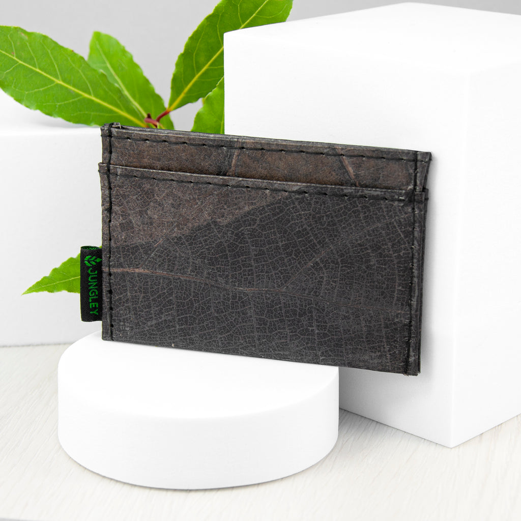 Cardholder in Leaf Leather - Pebble Black