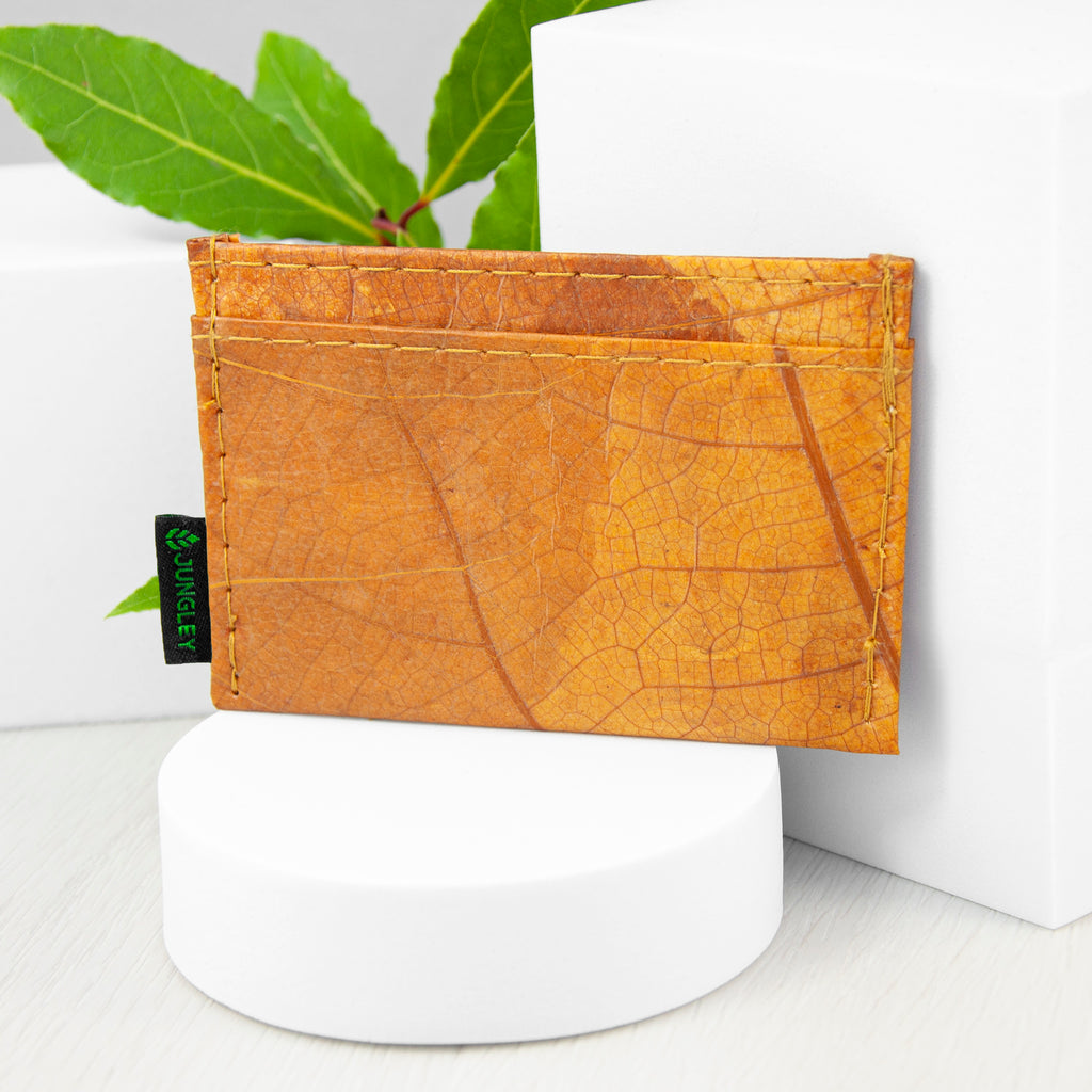 Cardholder in Leaf Leather - Cinnamon Orange