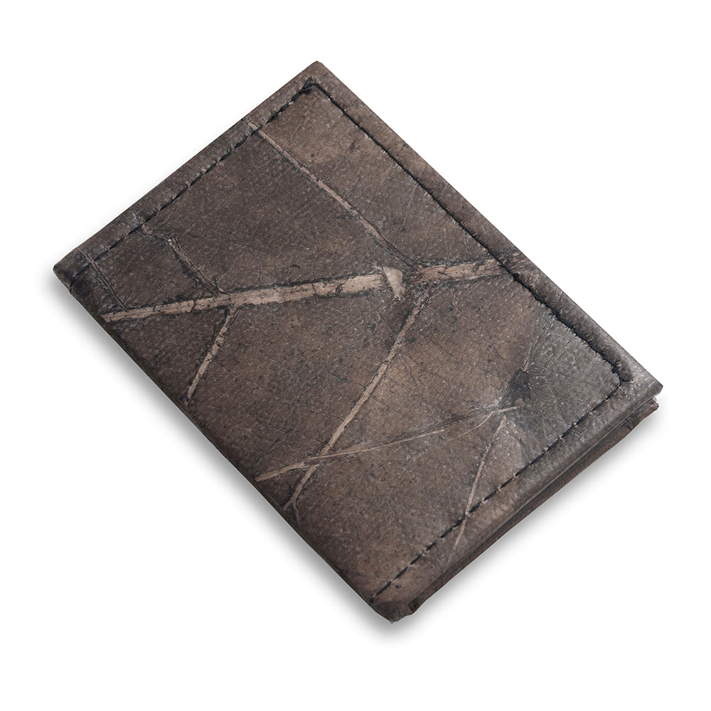 Bifold Cardholder in Leaf Leather - Pebble Black