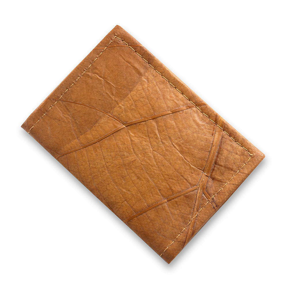 Bifold Cardholder in Leaf Leather - Cinnamon Orange