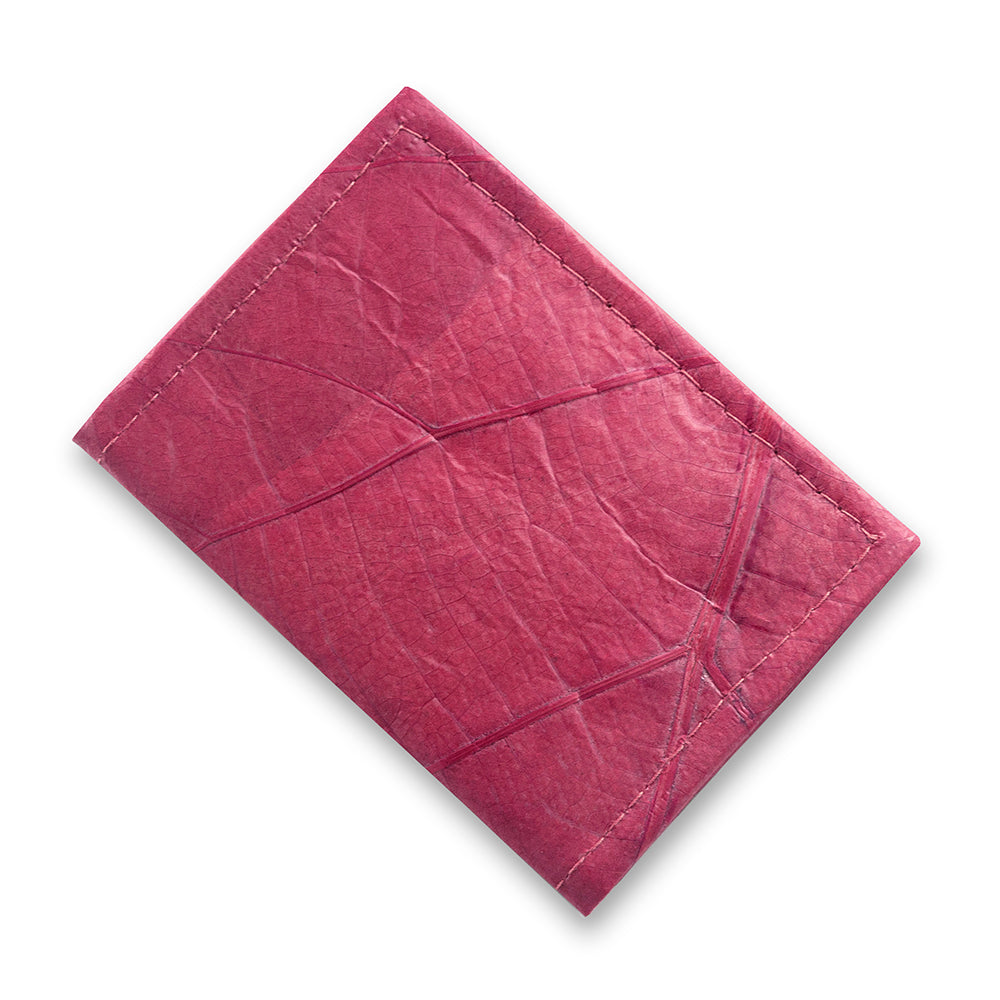 Bifold Cardholder in Leaf Leather - Pink Coral